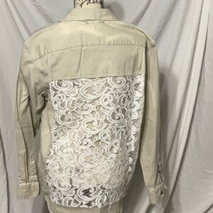 Women's Beige Lace Back Upcycled Shirt